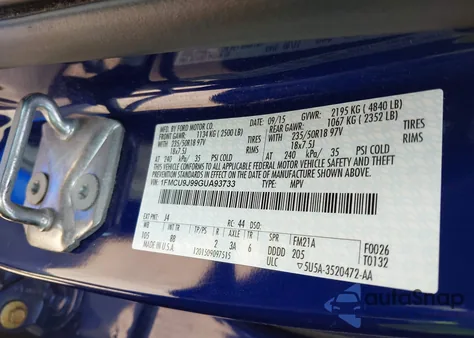 2016 Ford Escape Titanium from USA, damaged, VIN 1FMCU9J99GUA93733